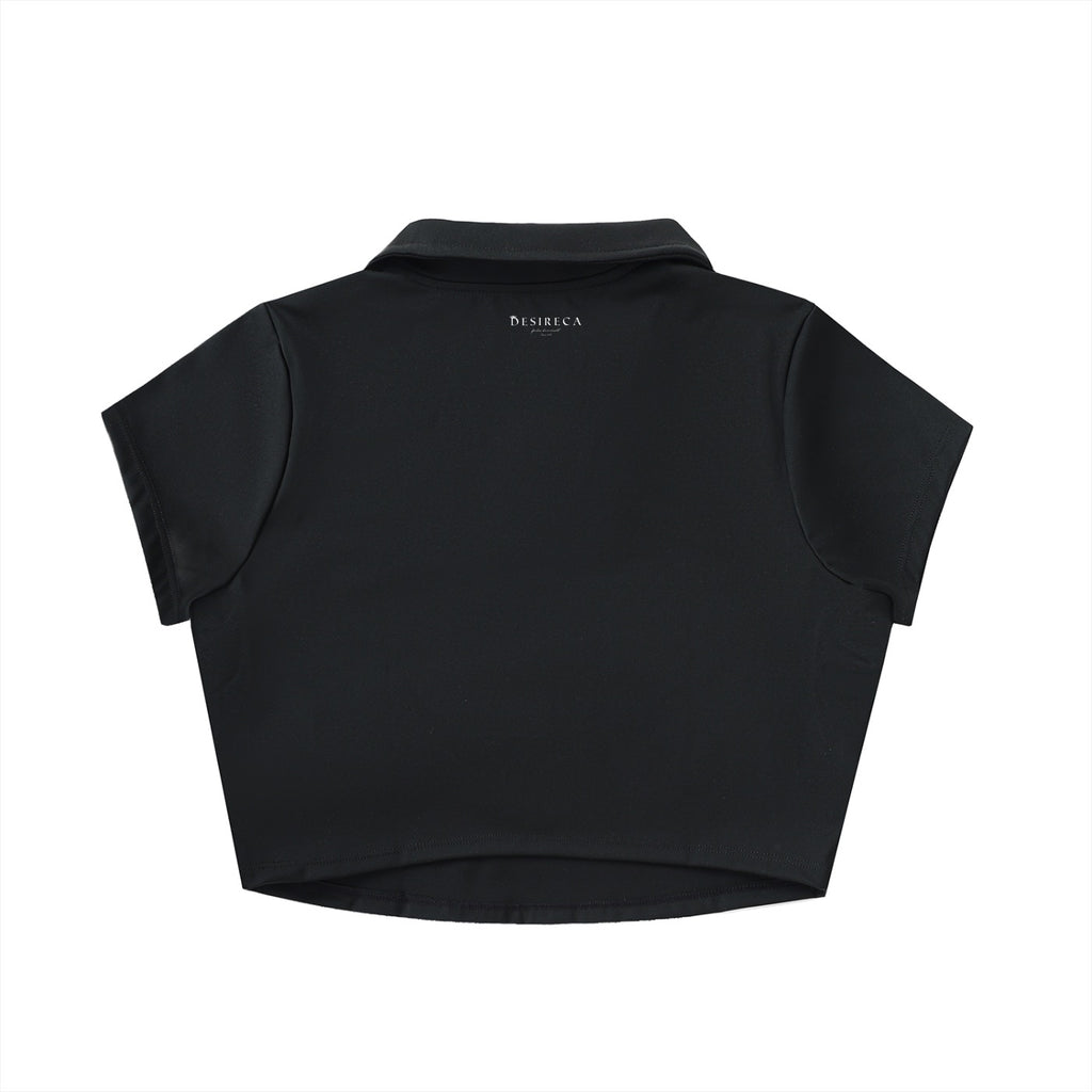 DESIRECA -V-Neck Lapel Crop Top