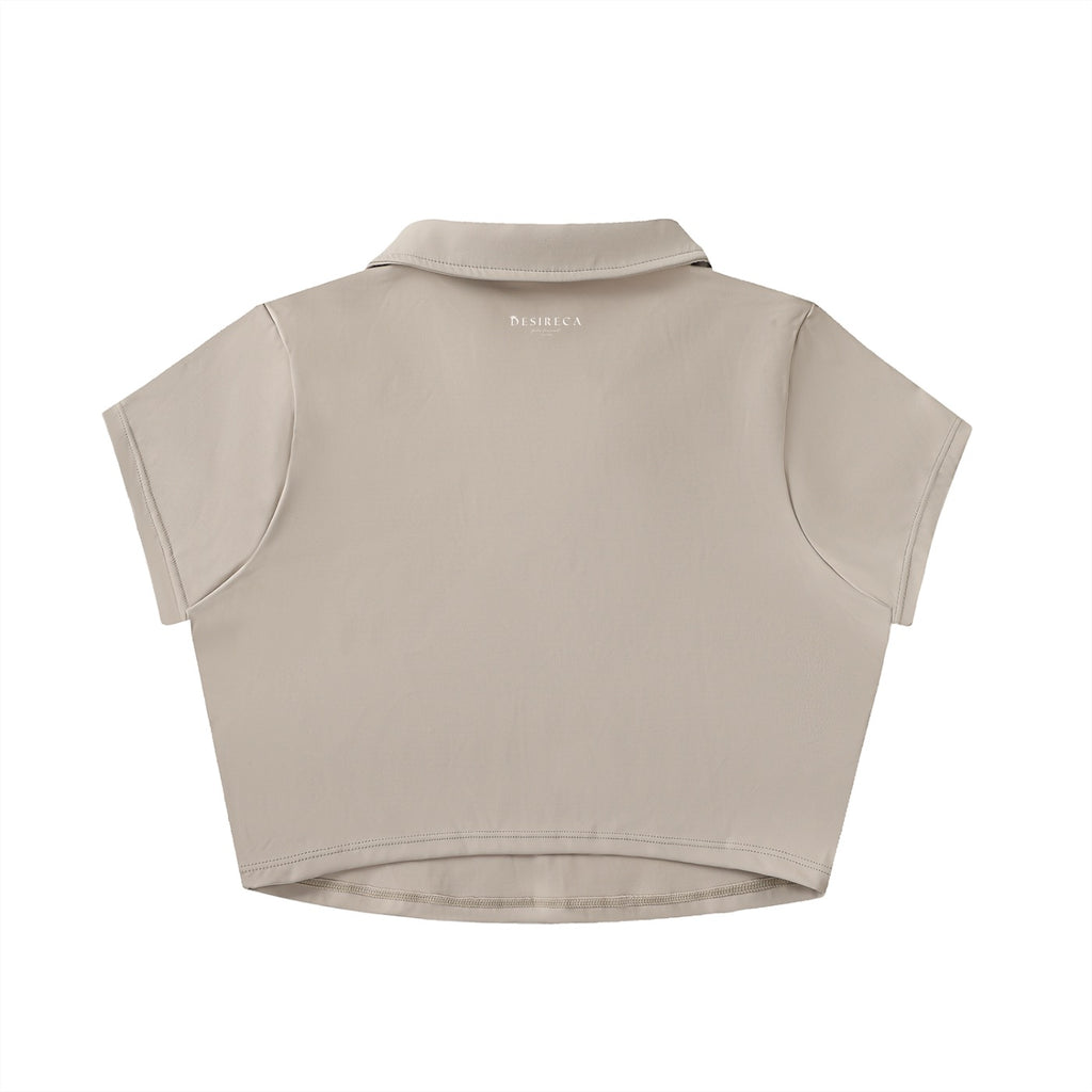 DESIRECA -V-Neck Lapel Crop Top
